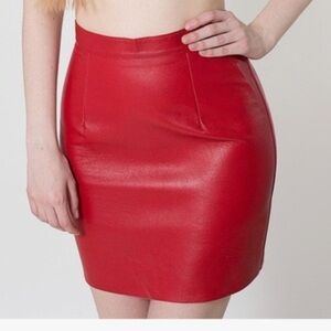 American Apparel Red Faux Leather Pencil Skirt
